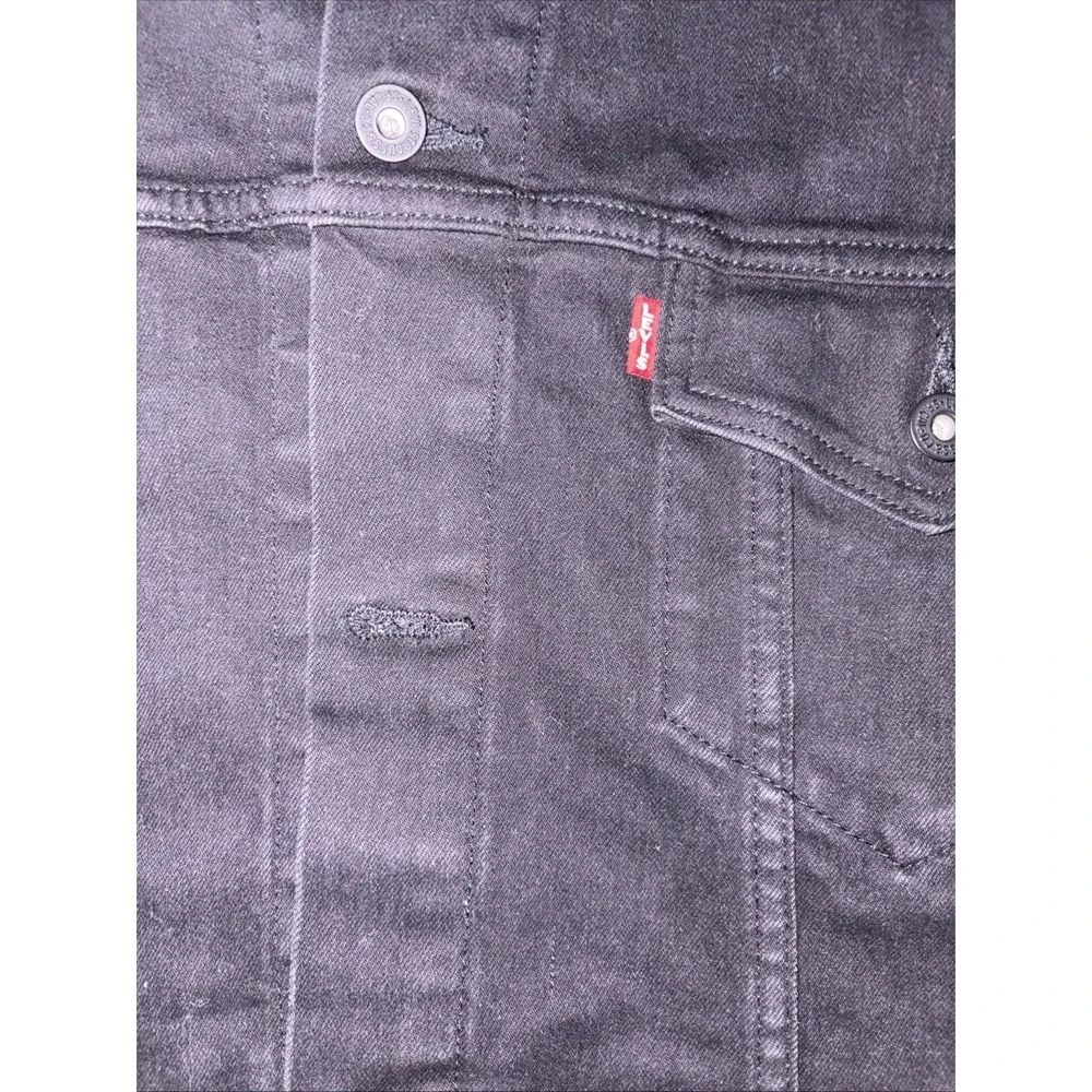 Levis Trucker Jacket Mens 2XL Faded Black Denim Stretch Unlined